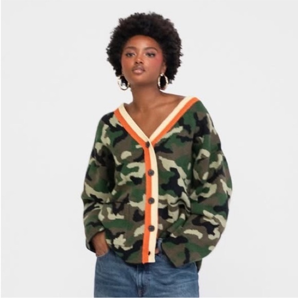 Stylish Camouflage V-Neck Cardigan - Picture 3 of 3